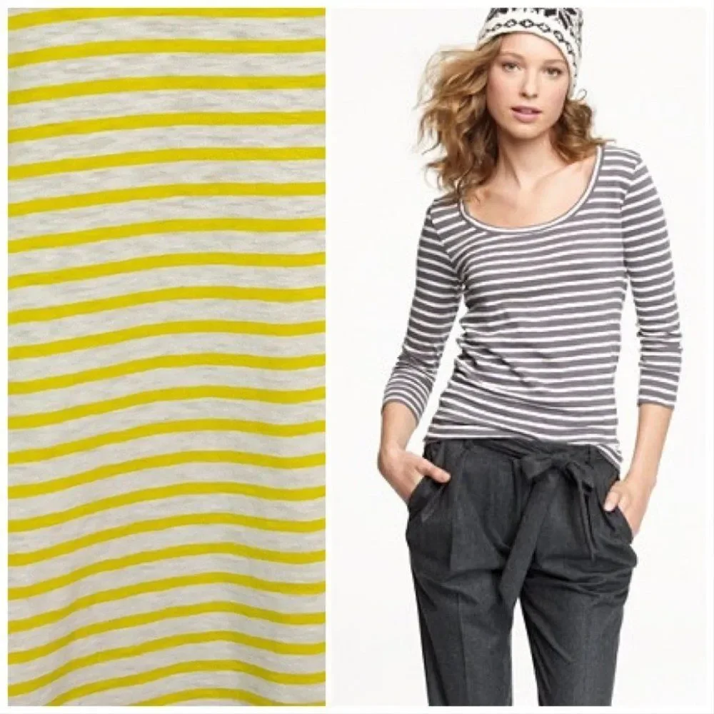 J. Crew Painter Zip Tee in Sunny Yellow Stripe